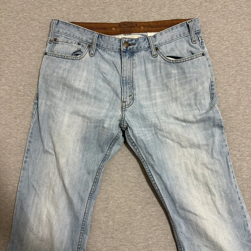Levis Signature Authentics Light Wash Distressed Low Bootcut Jeans Mens 36x30